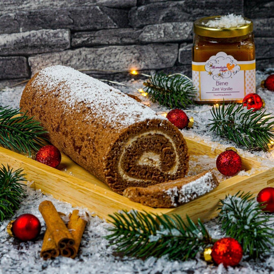 Weihnachtliche Bisquitrolle ❄️ - Marmeladenherz
